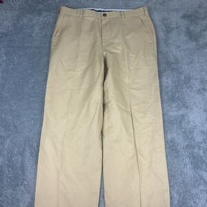 Brooks Brothers Clark Mens 35x26 Flat Front Linen Cotton Blend Chinos Tan
